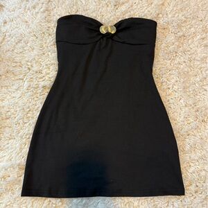 SHEIN Black and Gold Embellished Strapless Dress